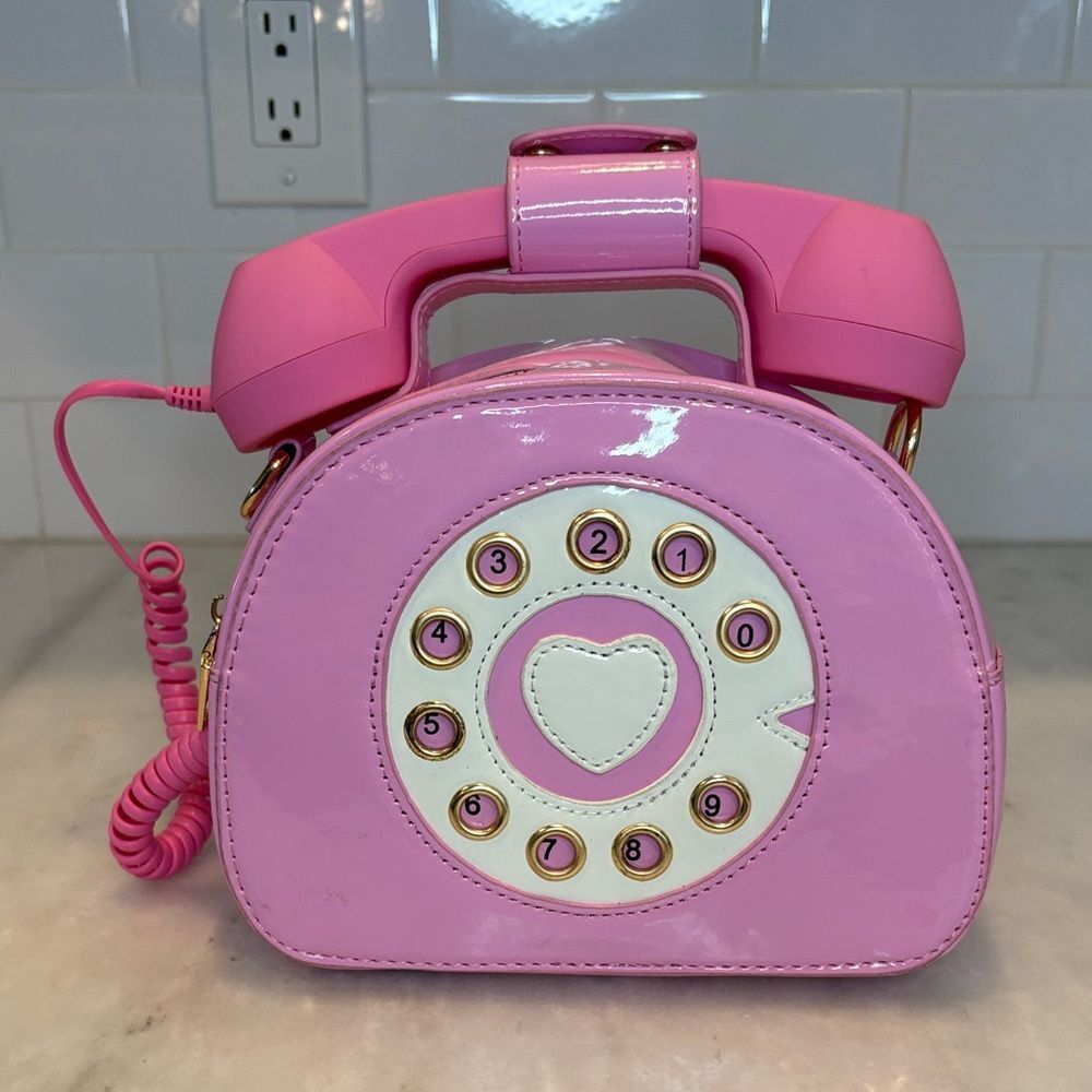 Pink Novelty Telephone Crossbody Bag - Ladies Fashion Handbag - Picture 2 of 16